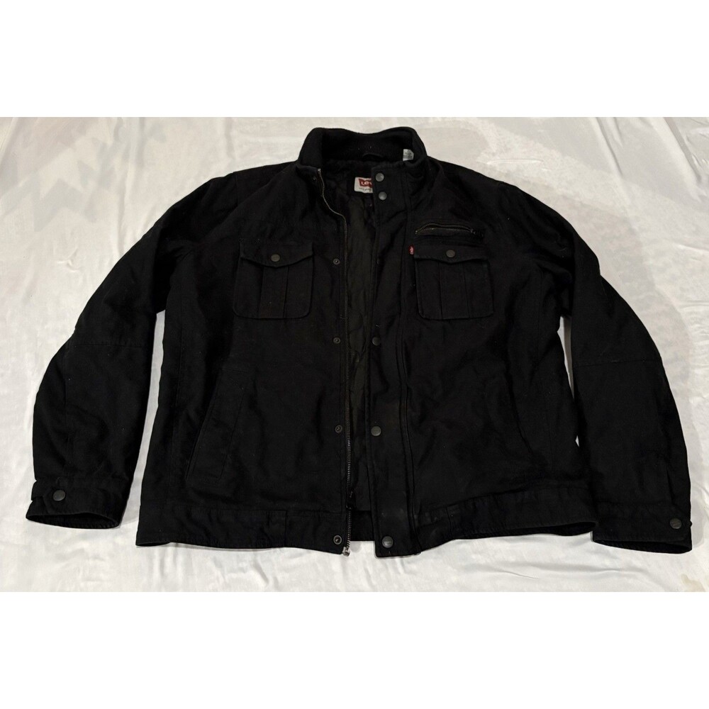 LEVI’S quilted 4 Pocket Jean Style Black Cuffed Collar Work Jacket Men’s Large